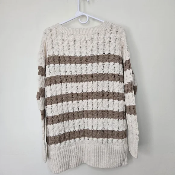 NEW Pilcro Anthropologie Longline Side Slit Knit Striped Sweater - Picture 6 of 7